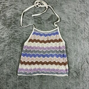 American Eagle Crochet Halter Top Size S Knit Crop Boho Festival Beach